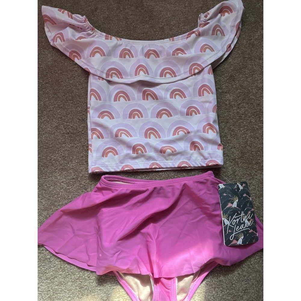 Kortni Jeane‎ Baby Swimsuit Set NWT 18-24 Months Pink Rainbow